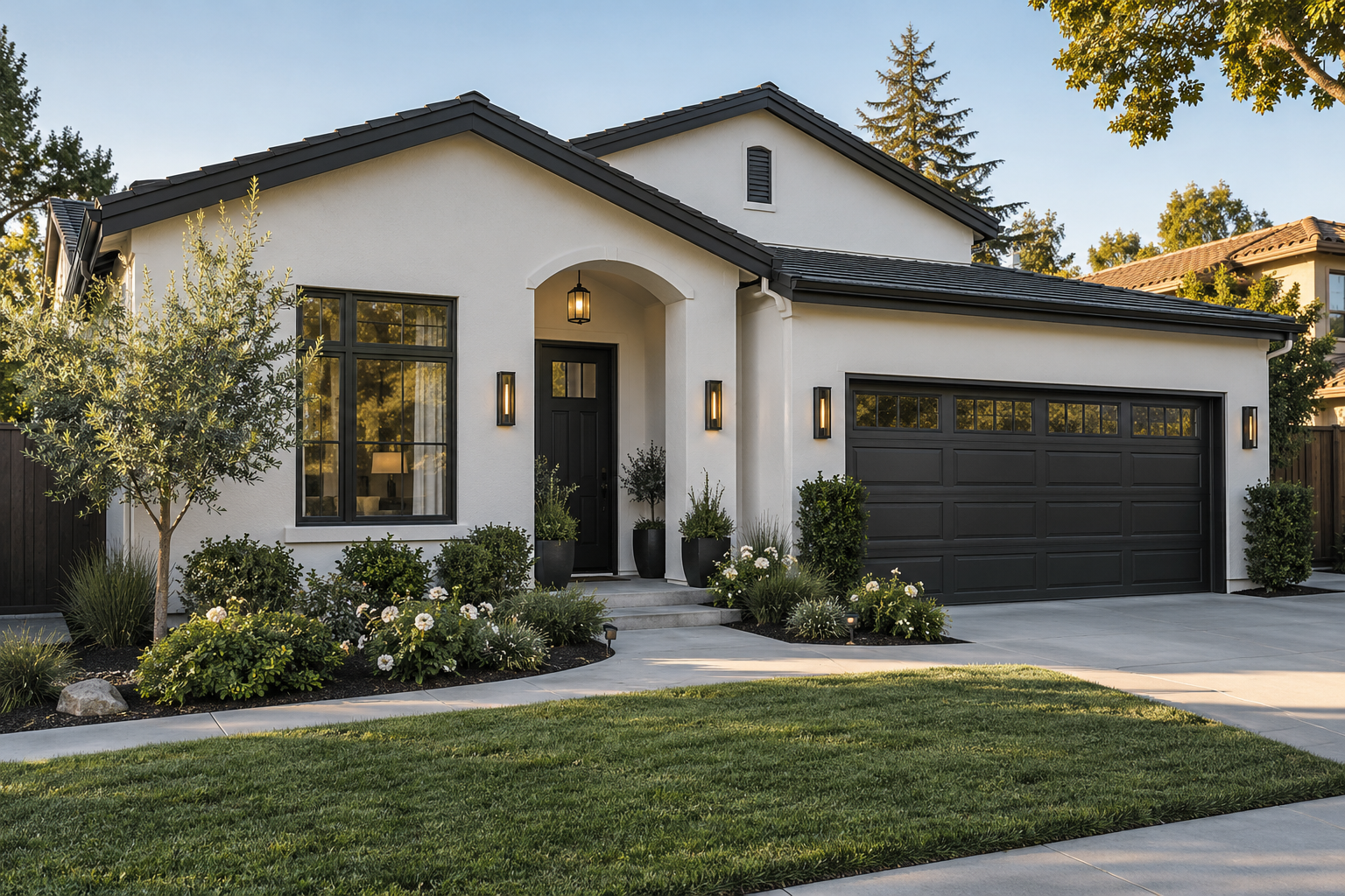 Illustrative image of a freshly painted California home exterior